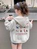 2025 Spring/Autumn Girls' Cartoon Print Hooded Coat - Stylish Korean Design for Medium & Large Kids