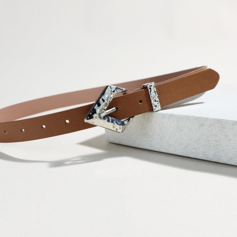 Retro Women'S Belt Simple Trendy Cool Alloy Buckle Belt Women'S Jeans Decorative Belt