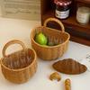 Retro Woven Rattan Storage Basket: Wall-Mountable Handheld Basket for Household Fruit & Vegetables