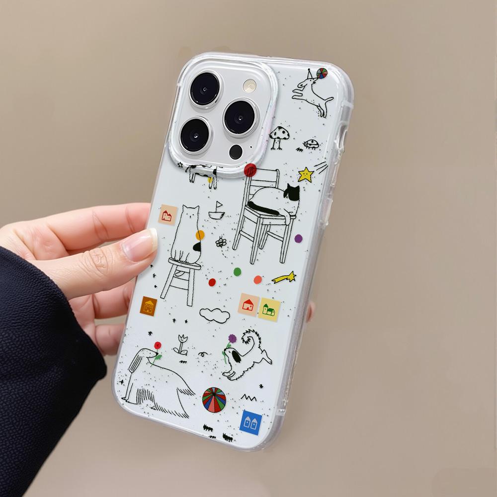 Painted Phone Case for iPhone 12 13 15 16 iPhone 16 12 13 14 15 Pro  14 15 16 Pro Max Coverage Shockproof Anti-Fingerprint Fresh Style Protective Case