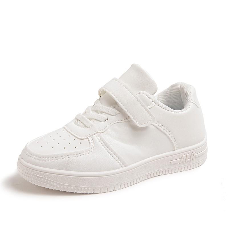 Kids Casual Sneakers Boys Girls Soft Sole Non-Slip Rubber Breathable Plain Black White