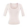 U-Ausschnitt mittellanges T-Shirt Damen Sommer Neu Amerikanischer Spice Girl einfarbig sexy und dünnes Unterhemd Top