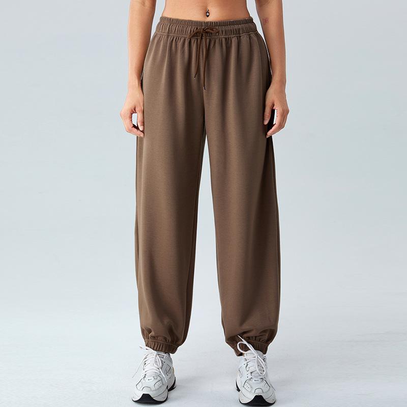 

Спортивные штаны весенние с высокой талией, свободные, с завязками на щиколотках, женские, мягкие, восковые, из воздухопроницаемого слоя, спортивные, тонкие, повседневные фитнес-брюки XL