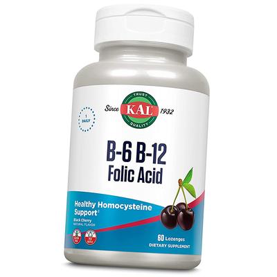 Vitamin B6, B12 og Folsyre, B6 B12 Folsyre Tablett, 60 tabl Svart kirsebær (36424026)