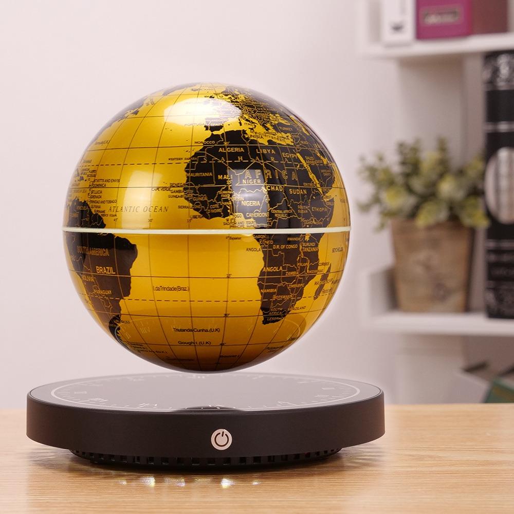 Magnetic Levitation Globe Clock Base Golden Luminous Globe Colorful Atmosphere Night Light Technical Sense Ornament