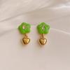 Simple And Sweet Oil Dripping Flower Love Light Luxury Temperament High-End Design Stud Earrings