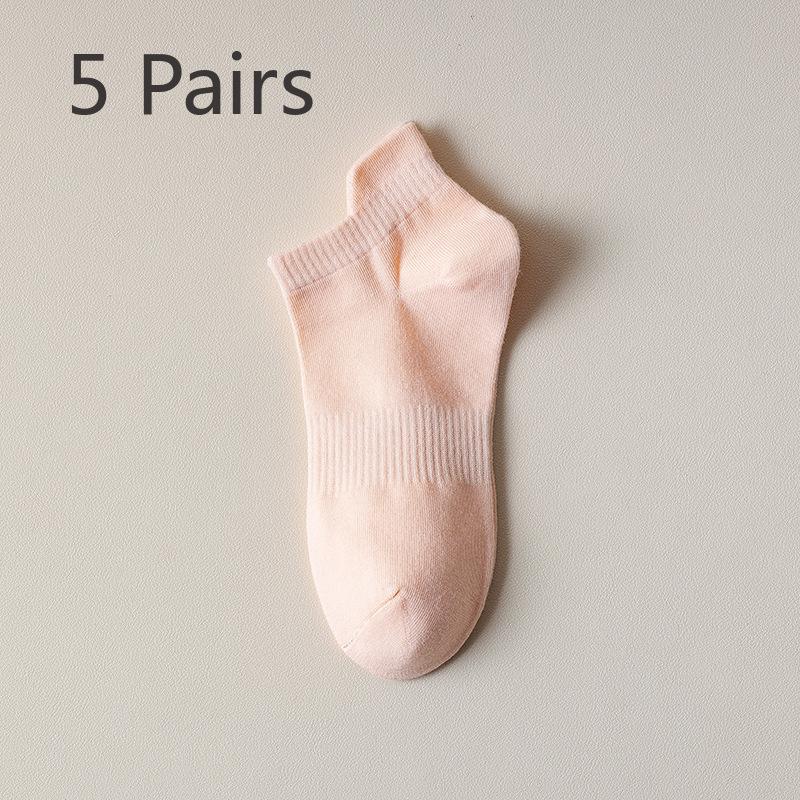 5 Pairs of Women's Summer Thin Girdle Waist Deodorant Breathable Sports Cotton Socks