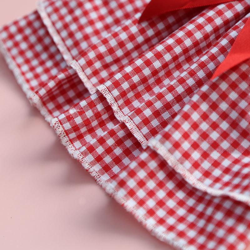 Plaid Printing Bow-knot Decor Apparel Two-legged Dog Costume Skirt Dress for Summer Pet Clothing