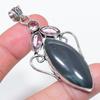 Dabīgs sudrabains spīdums obsidiāns, kunzīts 925 proves sudraba kulons 2.68" K4t87