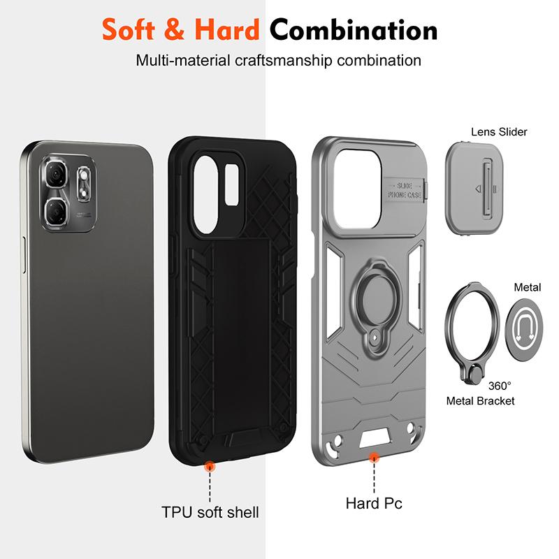 For Infinix Hot 50i Slide Camera Lens Protector Armor Case For Infinix HOT 50I Magnetic Military Grade Bumpers Ring Phone Cover
