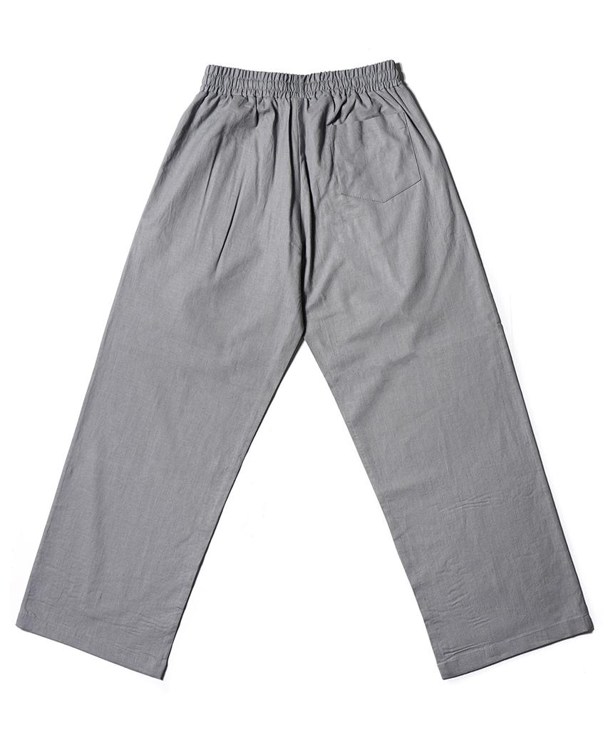 GAKKAI UNIONS Linen Single-Pleat Wide Elastic Waist Pants Gray