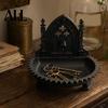 Gothic Style Ring Holder Church Carving Design Storage Box, Matte Black Desktop Organizer for Rings Exquisite Relief Box Bracelets Goth Decor,