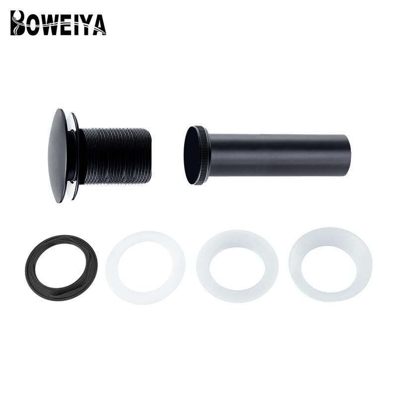 Accessories Brass Big Size Assembly Matte Black Bathroom Basin Vessel Sink Push Down Pop up Drain Plugs Without Overflow