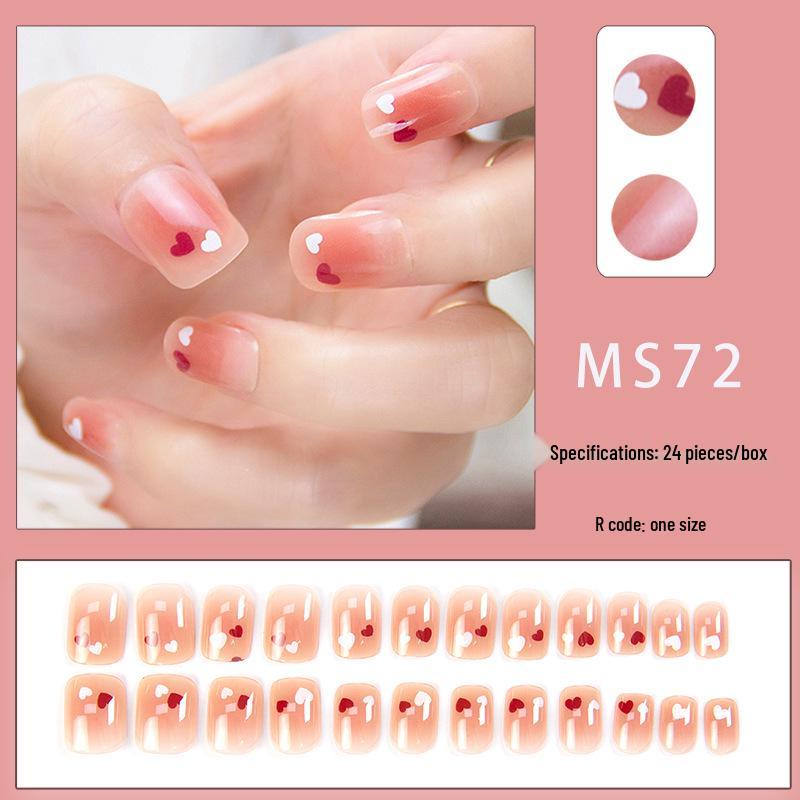 Blush Peach Nude Student Press-On Nails - Solid Color, Simple Ice Transparent Tips