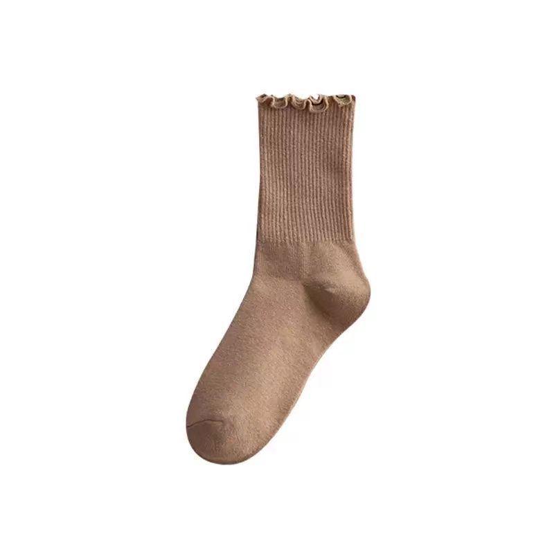 Women's Mid-Calf Ruffle Lace Socks: Spring & Autumn Japanese Style, Versatile for Autumn & Winter