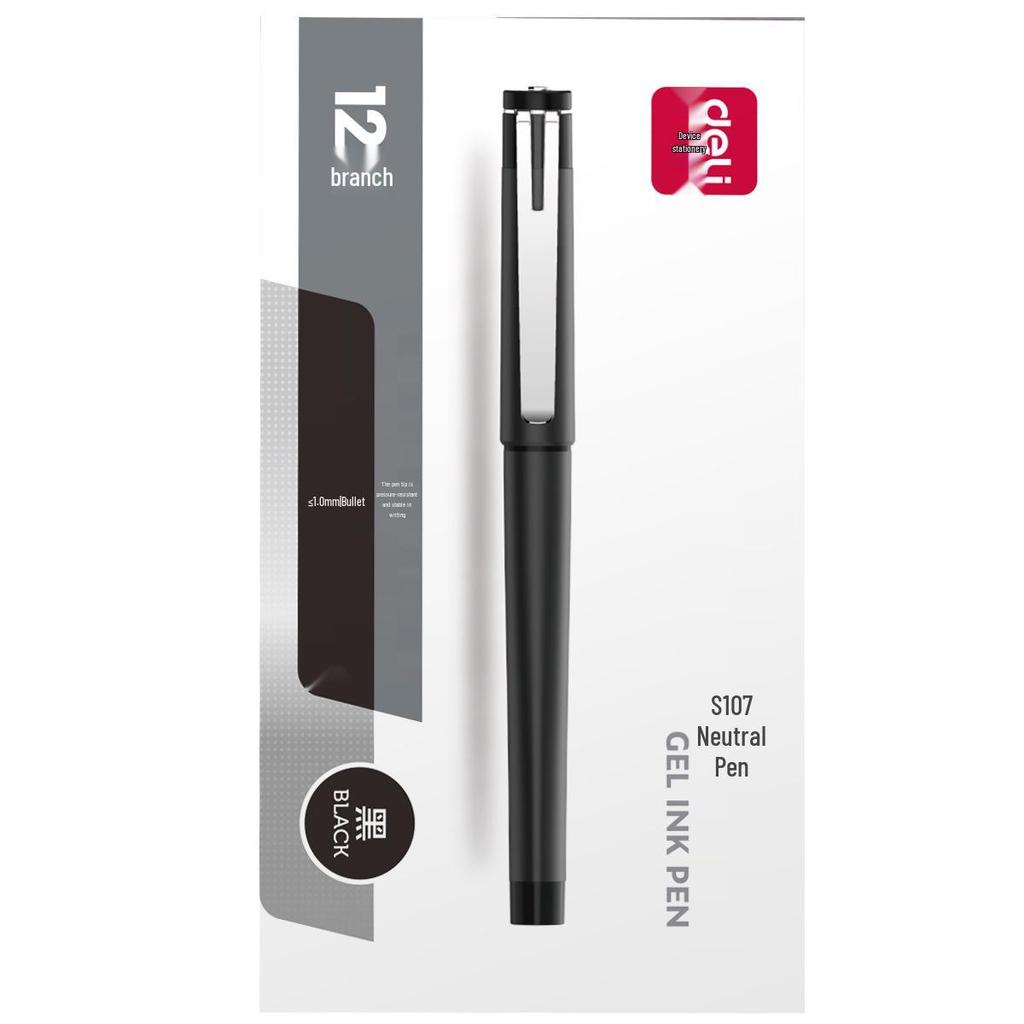 Deli Carbon Fiber Gel Pens: Retractable, Water-Based, Ideal for Students, Business Signatures, Meeting Notes, and Finance.