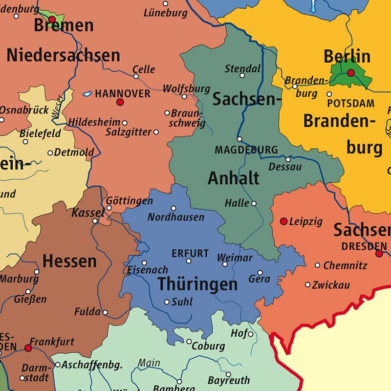 Německá mapa Německa s politickým rozdělením Obrázky Malby Mapa Domácí nástěnná dekorace, Cestovní/Vzdělávací pomůcky