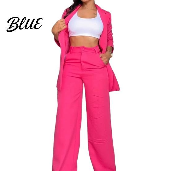 Spring Autumn Suit for Women Women's Two Piece Business Outfit Casual Blazer Jacket And Plus Size Wide Leg Dressy Pants Set Formal Office Work