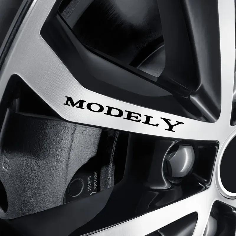 Car Wheel Rim Decorative Stickers For Tesla Model 3 Y S X 2014- PVC Reflective Decals Exterior Auto Styling Accessories
