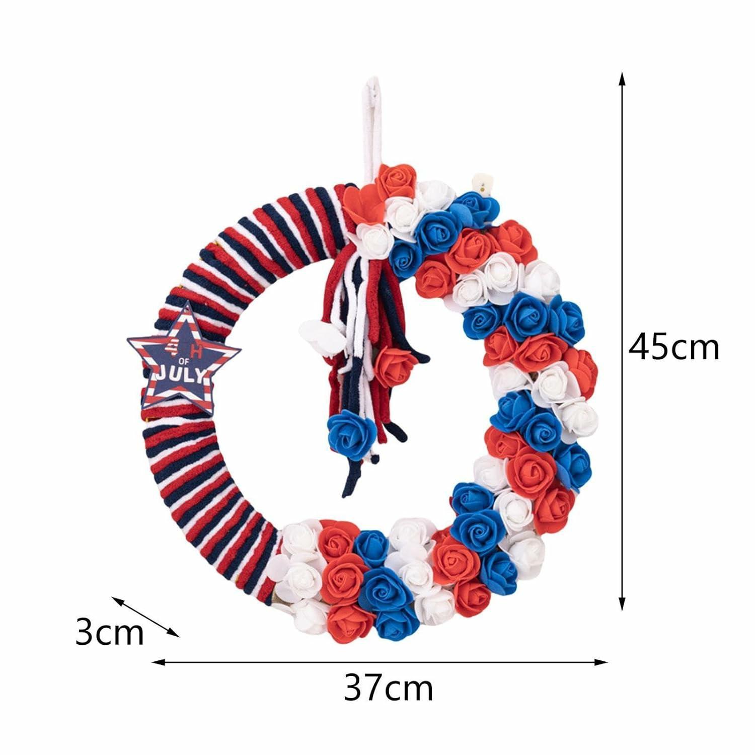 

July 4Th Wreath Patriotic Americana Wreath Handcrafted Memorial Day Wreath Festival Garland Decoration Front Door Wall