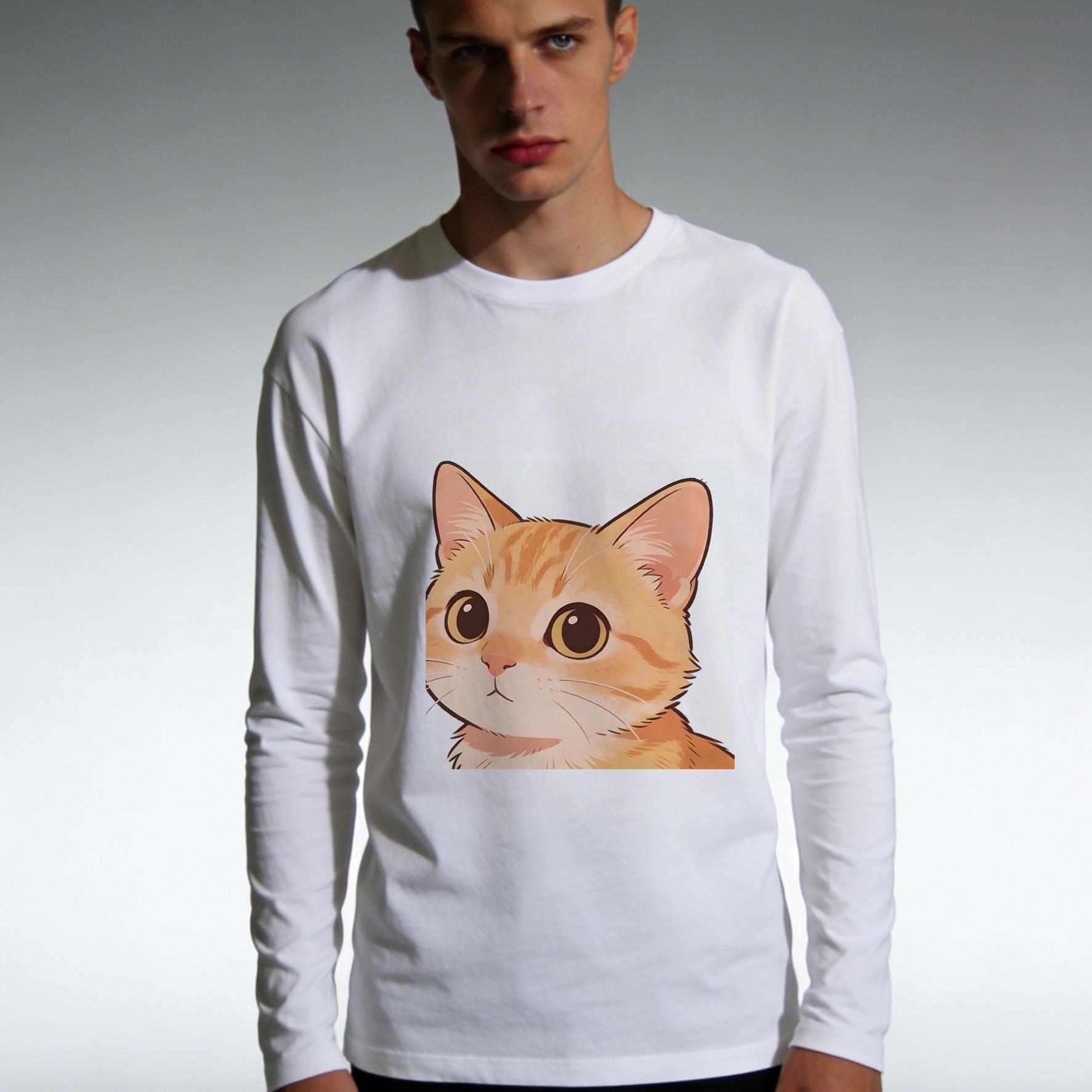 Весна и Осень Новый Хлопковый Принтованный Топ Эластичная Базовая Рубашка Унисекс Круглый Вырез Длинный Рукав Футболка Весна и Осень Мода 5XL белый