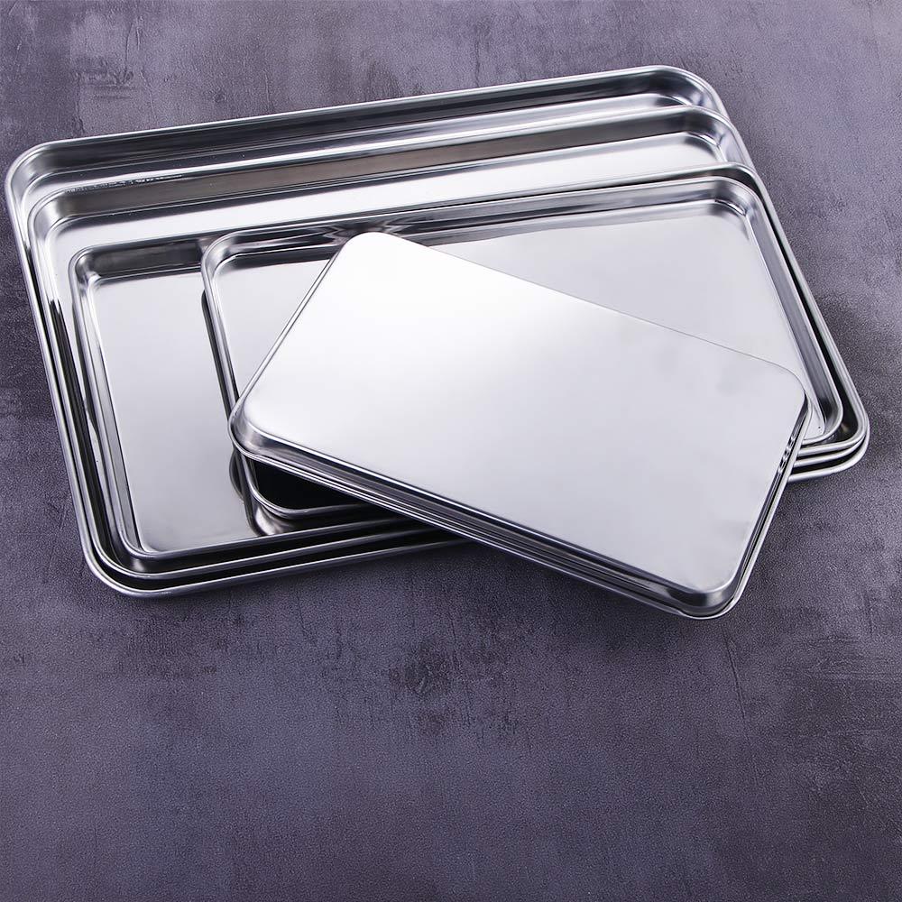 Stainless Steel Anti-rust Fruit Plate Rectangle Baking Tray Loaf Pan Cake Dish Cookie Sheets
