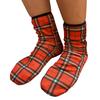 NAKAMAJITA Room Crew Fleece Warm Socks, 23-25cm, Length, Lining, Non-Slip Soles, (Red Check)