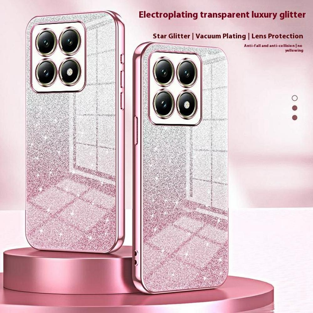 

For Xiaomi 14T Case Electroplating Gradient Glitter TPU Phone Cover Purple
