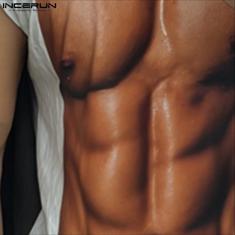 INCERUN Men Sleeveless 3D Print Casual Loose Long Tank Tops