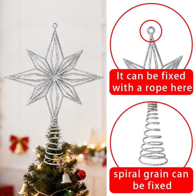 1Pc Christmas Glowing Tree Topper Five-pointed Shining Lamp Xmas Colorful TopStar Ornaments Navidad Decoration