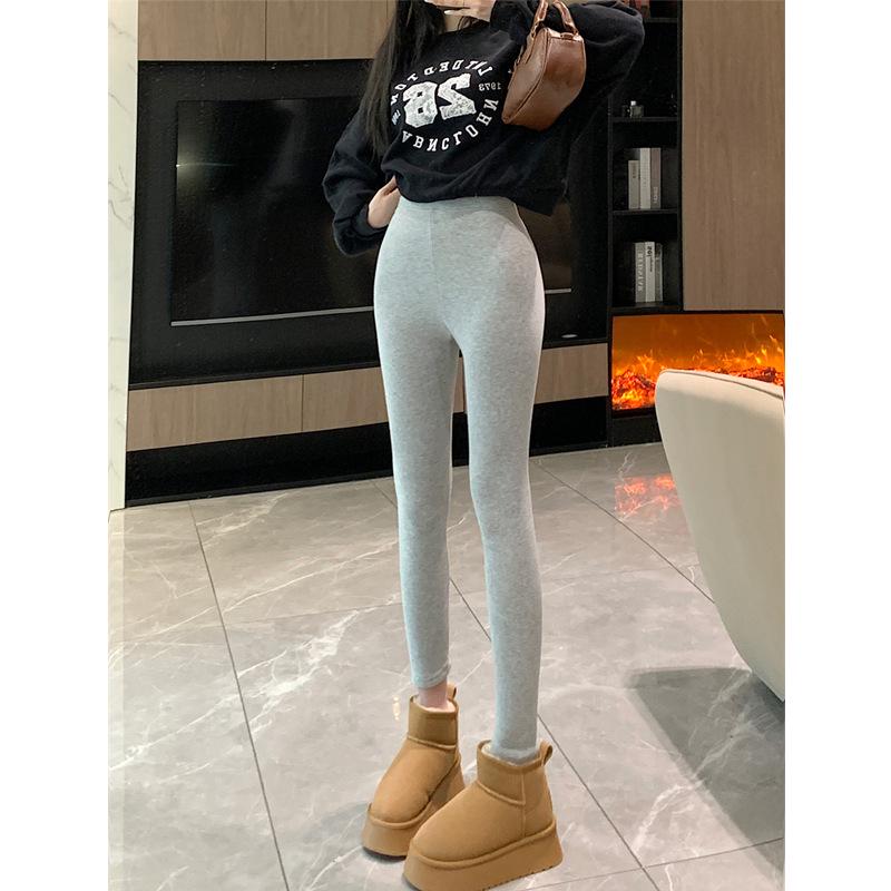 

Women s Plus Size Herringbone Woolen Pants, Velvet-Lined, Slimming Patchwork, Wide-Leg Gray Casual Pants for Autumn/Winter S