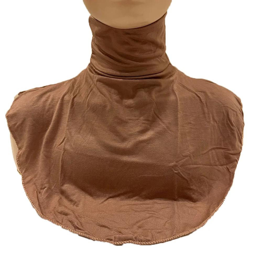 New Womens Muslim Modal Fake False Collar Islamic Hijab Extensions Turtleneck High Neck Cover Warmer Bright Solid Color Half Top