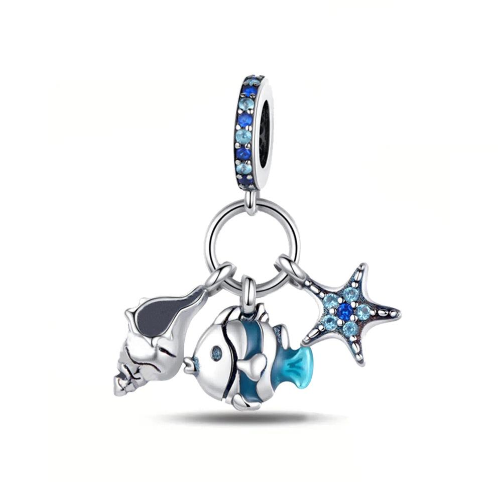 S925 Silver Ocean Fish Shaped Fashion Pendant DIY Handmade Jewelry Accessories