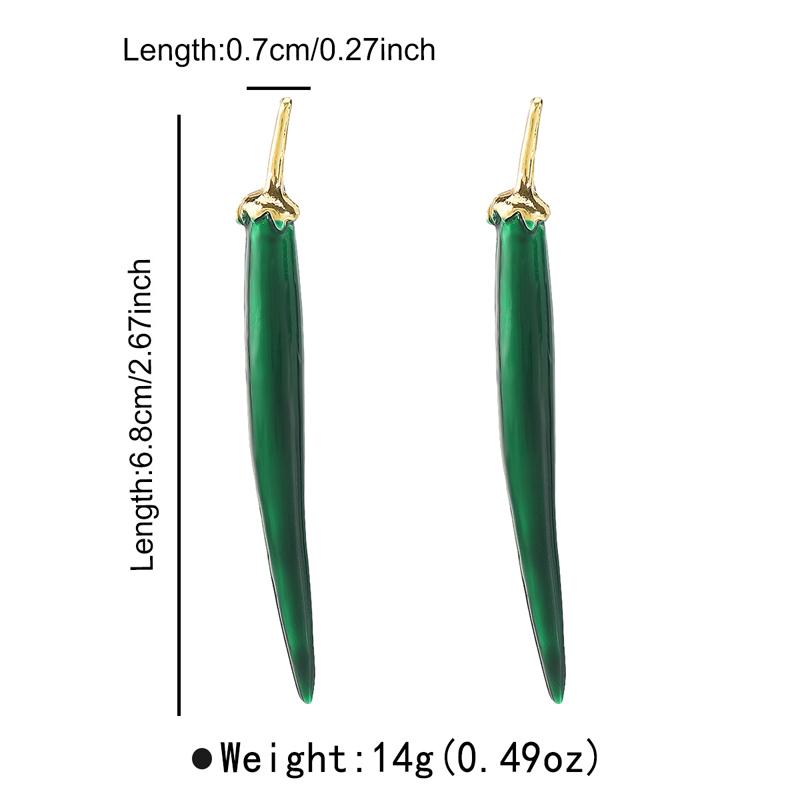 2025 Neue Tropföl Grün Rote Chilischote Anhänger Ohrringe Halskette für Damen Einfacher Gemüse Choker Halsband Design Sinn Schmucksets
