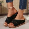 Cross Strap Platform Slippers Women Summer Open Toe Med Heels Sandals Woman Slides 2025 Light Non-Slip Beach Flip Flops