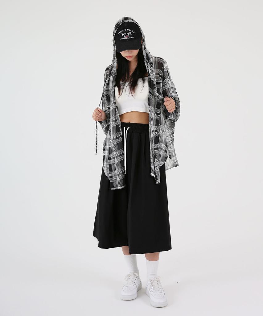 UMM Women'S See-Through Oversized Check Hoodie