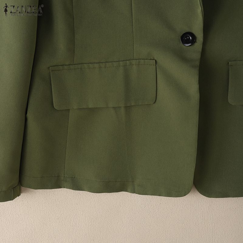 ZANZEA Women Turn Down Collar Long Sleeve Casual Thin Cardigan Blazer