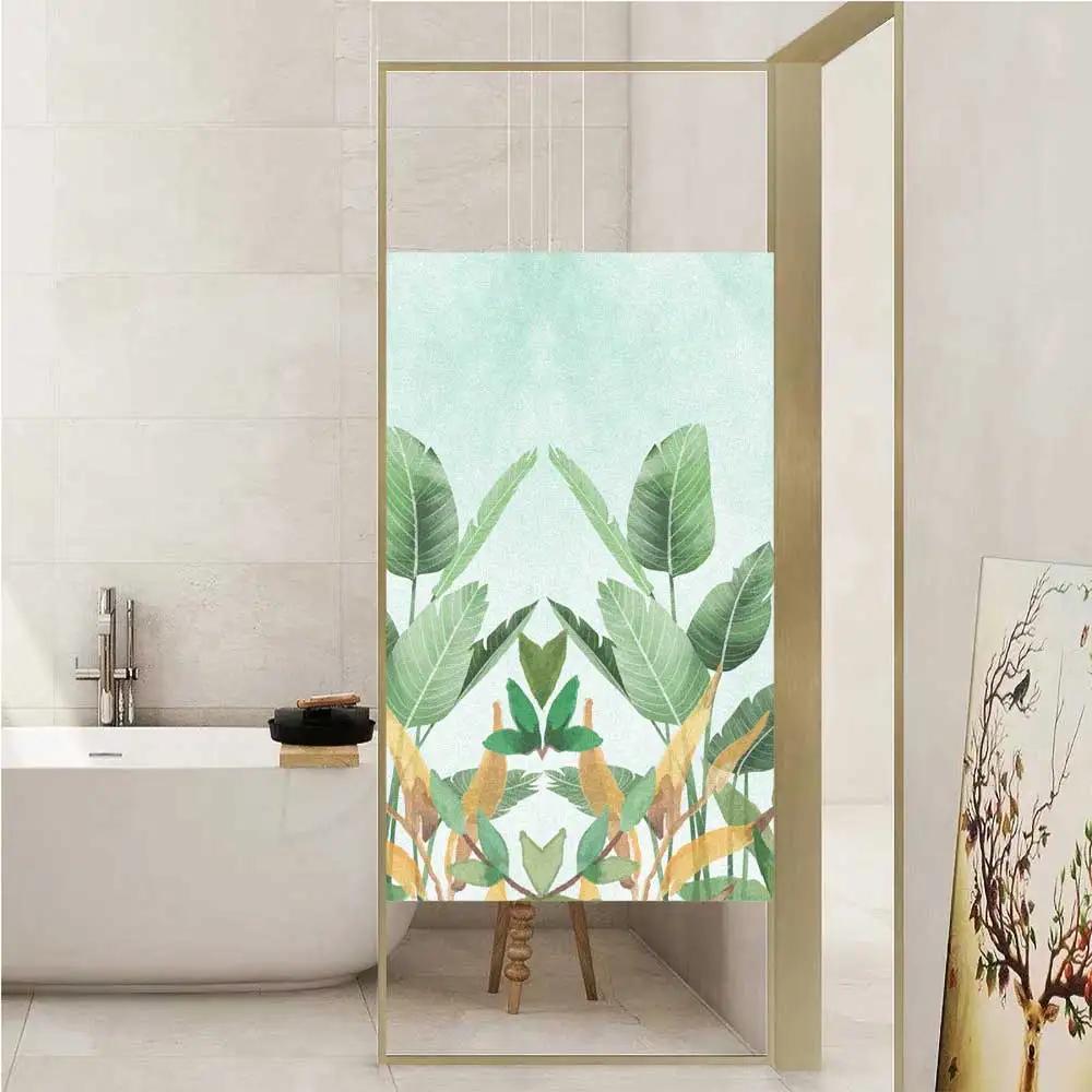 

Static Cling Window Film Privacy Green Plants Frosted Glass Sticker Heat Control Window Coverings Window Tint for Homedecor (as the picture,40x60cm)