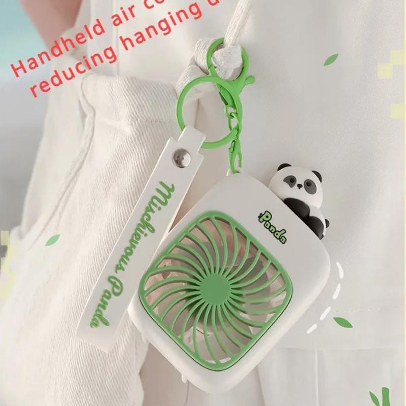 Portable Keychain Fan For Travel Small Cooling Fans Rechargeable Cute Panda Travel Fan Handheld Fan Gift