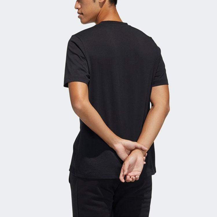 Adidas Neo Logo Print Sport Crew Neck T-Shirt Men Tops Black H45109