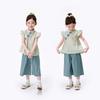 Baby Chinese Style Flutter Sleeve Shirt & Cropped Pants Set