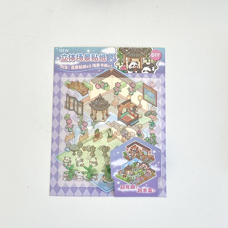 Cartoon Food Street Landscape Sticker Cabin Scene DIY Toy Game Sticker Festival Birthday Gift for Kids Girls and Children