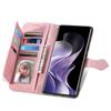 For Xiaomi Redmi Note 14 Pro 4G Zipper Wallet Case with Strap Flower Imprint PU Leather Phone Cover