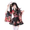Wind Gedanke Kimono Cosplay Damen Japanischer Stil Oiran Yamato Nadeshiko Druck Yukata + Obi 2-teiliges Set