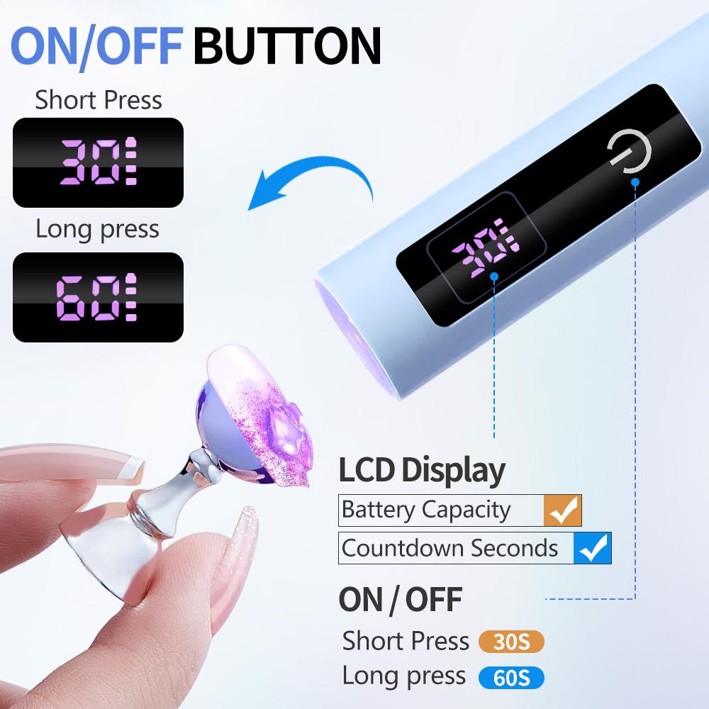 LINMANDA Handheld Touch Screen UV Lamp Mini Nail Dryer with LED Screen USB Fast Curing Nail Lamp for Nail Lovers or Nail Salons