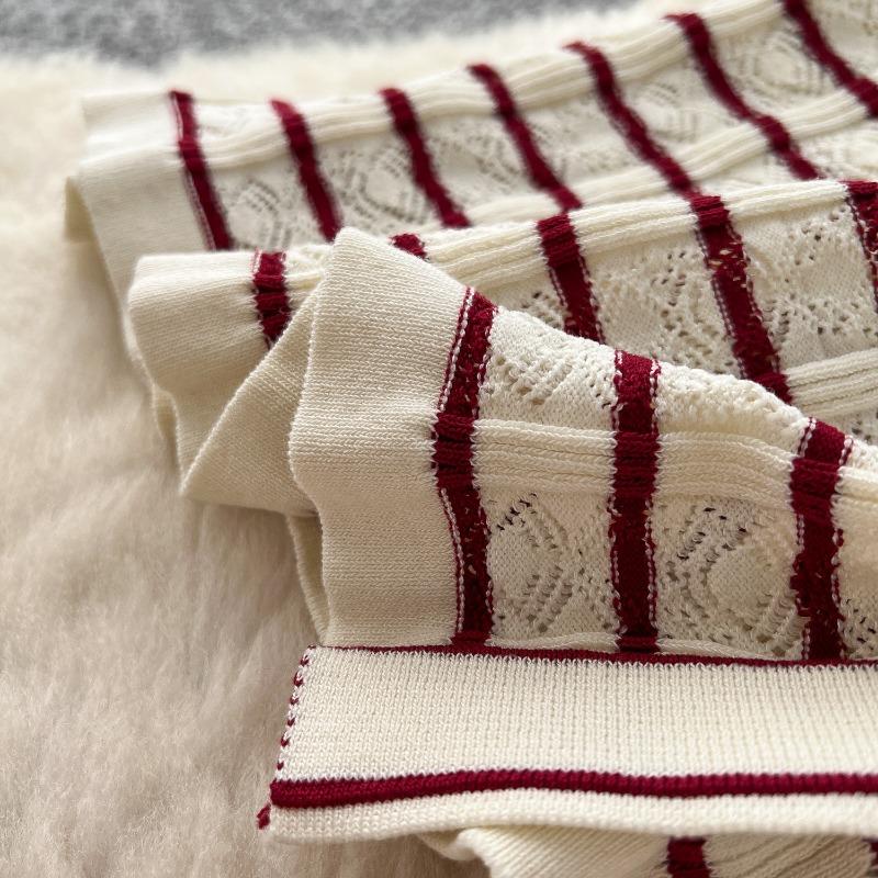 Striped Knitted Dress Summer Women's Wear Small Cinched Waist and Slimming Cardigan Vest Dress