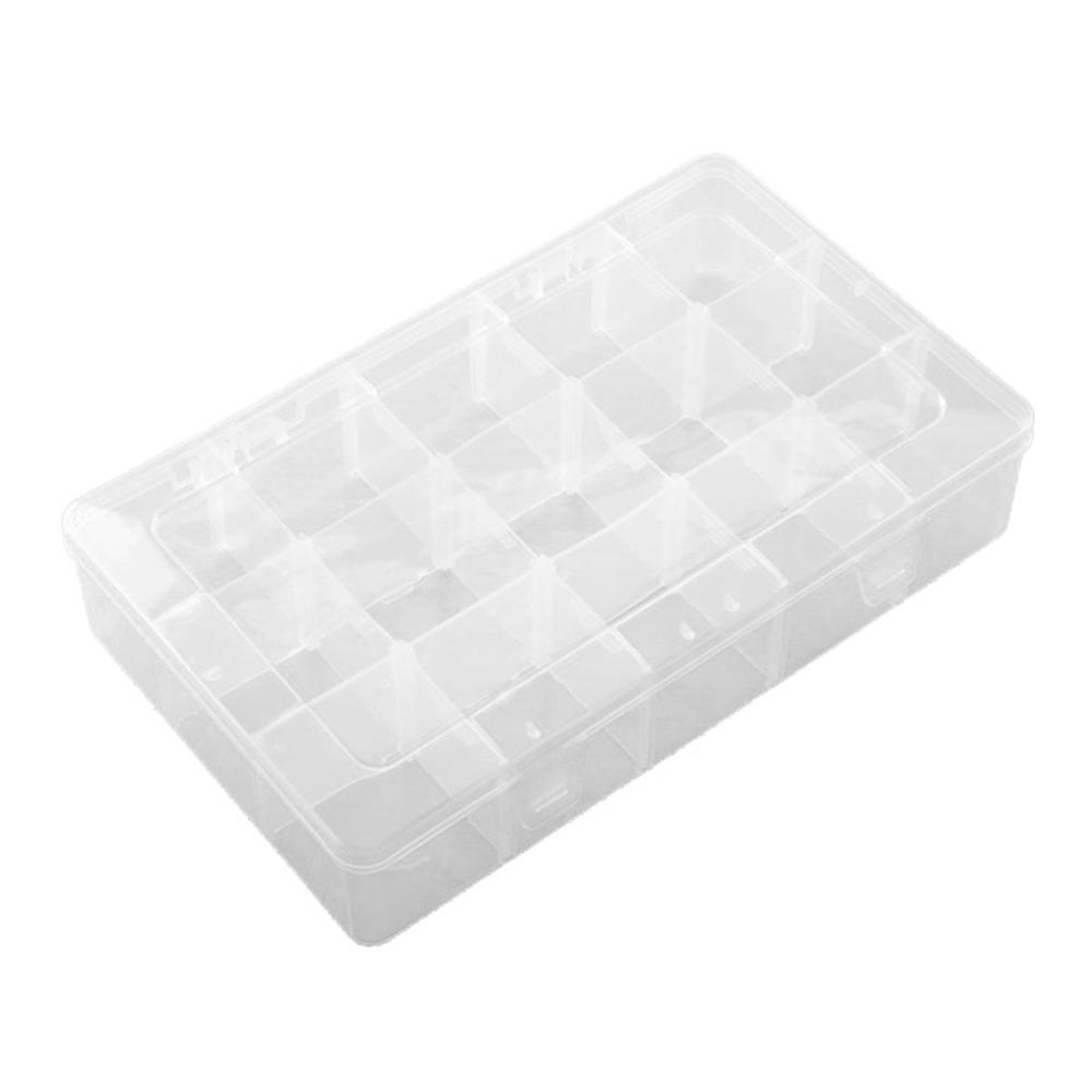 

15 Grids Plastic Organizer Box Detachable Transparent Bead Organizer Container Stackable Visible Storage Box Office