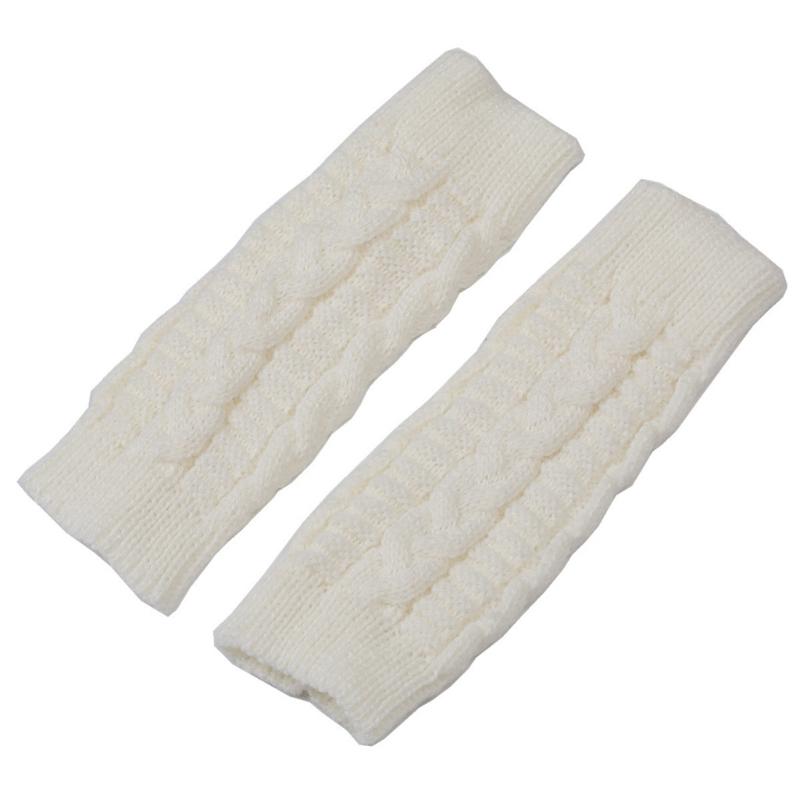 1 Pair Acrylic  Unisex Comfortable Short Figure 8 Twist Half Fingerless Gloves for Typing for Men and Women