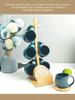Nordic Style Ceramic Coffee Mug Set with Natural Bamboo Tree Cup Holder and Non-slip Coasters Stylish Kitchen Organizer for Tea and Coffee Home Decor
