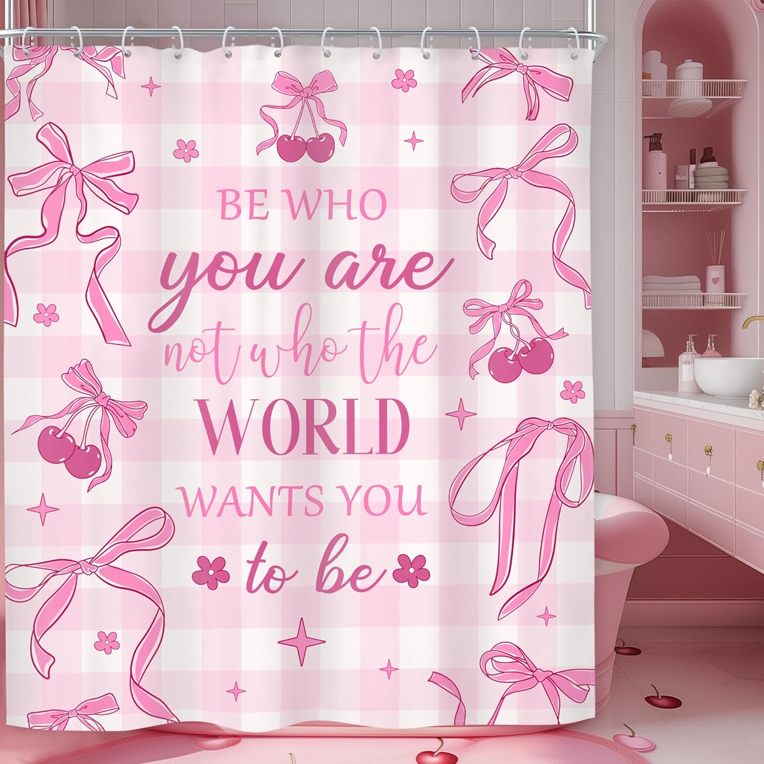 

Riyidecor Black and Pink Leopard Print Shower Curtain Cute Girly Modern Trendy Simple Cheetah Abstract Rustic Minimalist 60Wx72H 120x180cm